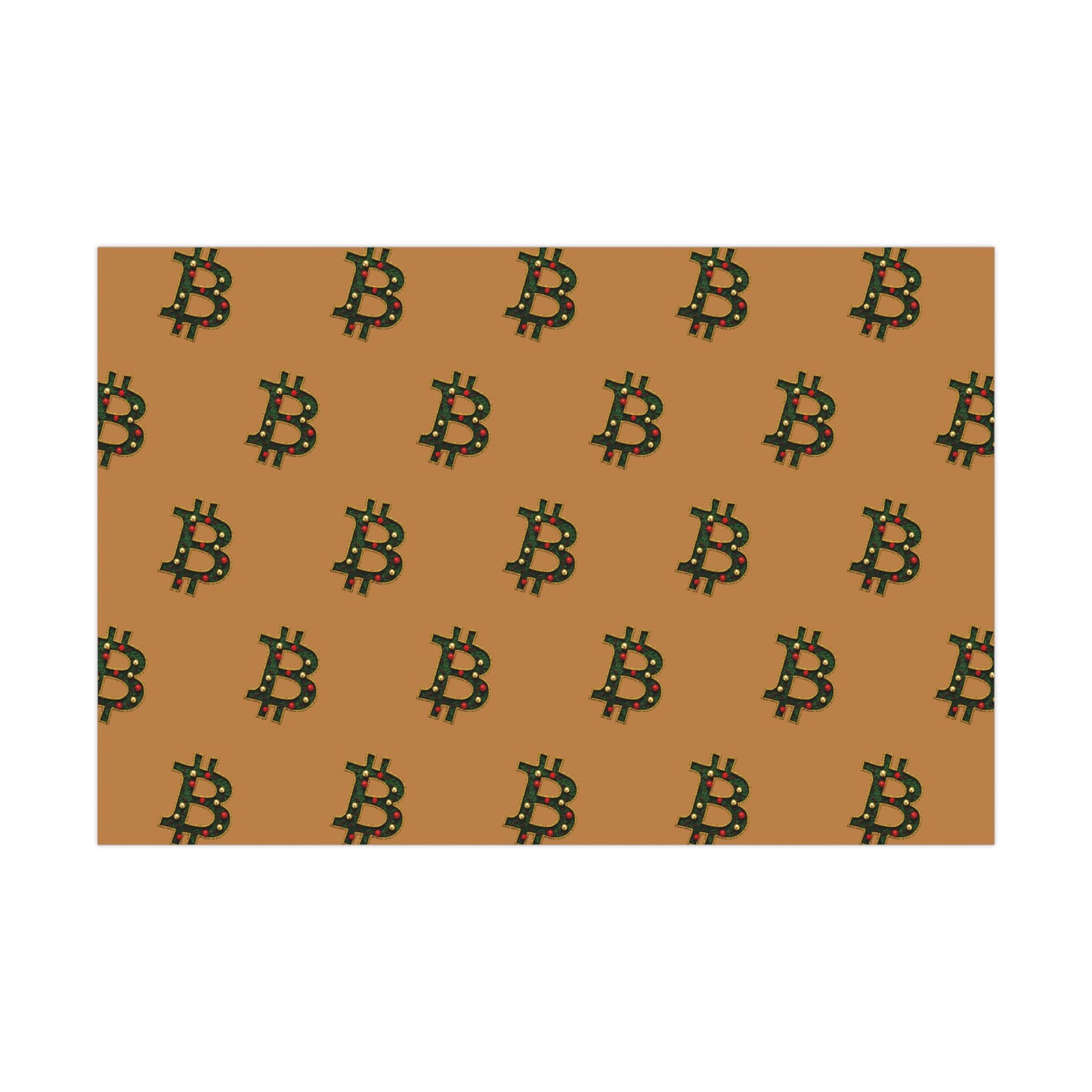 Bitcoin Festive Gift Wrap Paper Brown