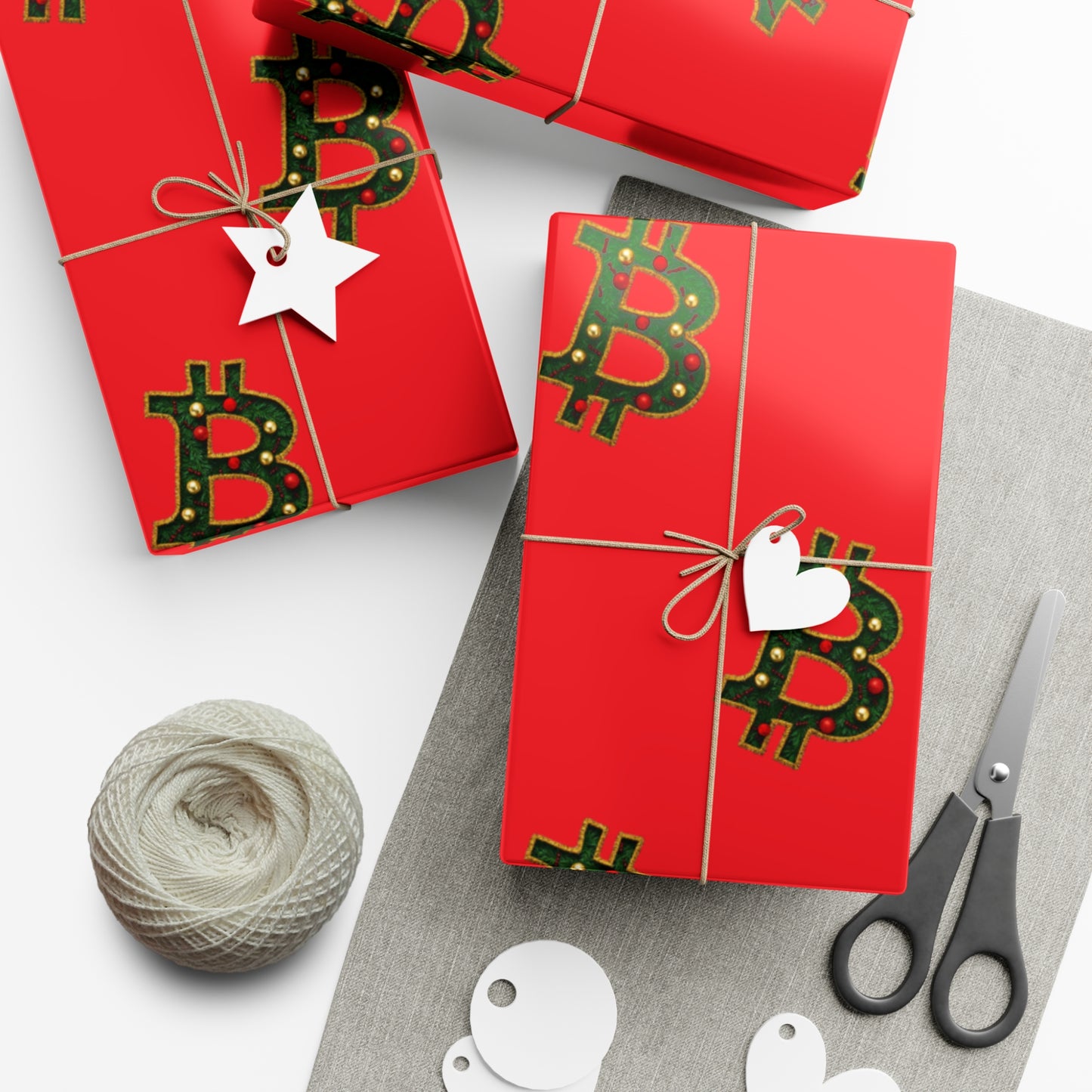Bitcoin Festive Gift Wrap Paper Red