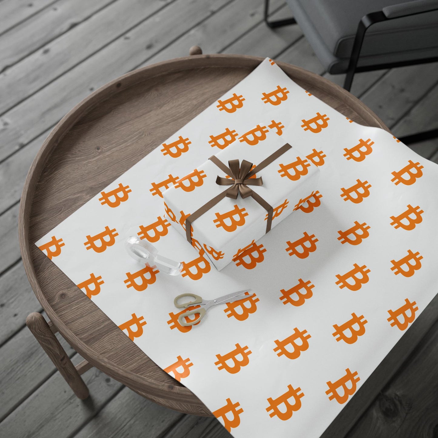 Bitcoin Gift Wrap Paper White/Orange