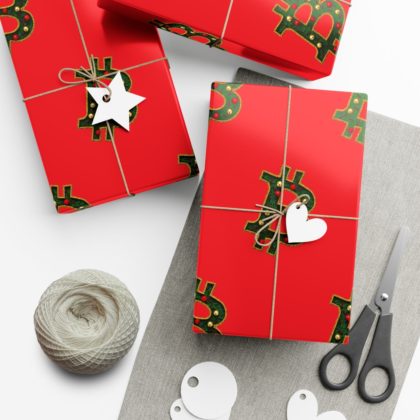 Bitcoin Festive Gift Wrap Paper Red