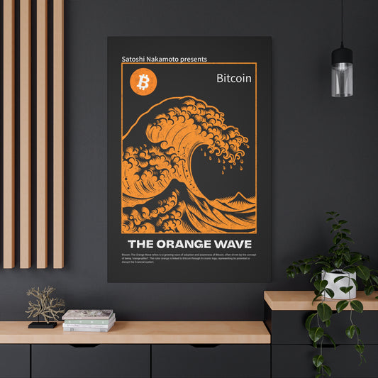 Canvas Print Bitcoin Orange Wave