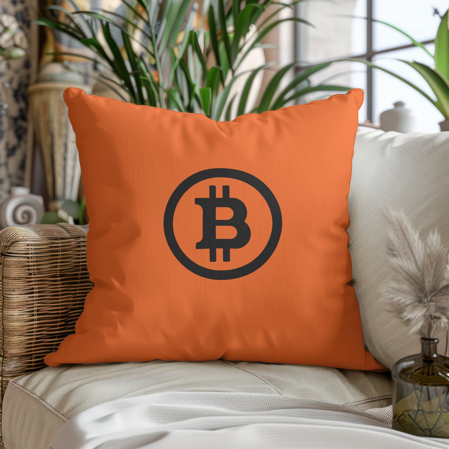 Bitcoin Circle Orange Pillow