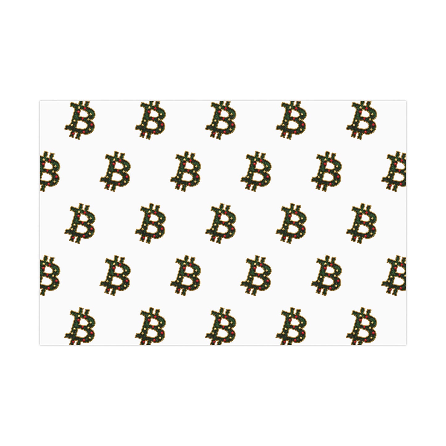 Bitcoin Festive Gift Wrap Paper White