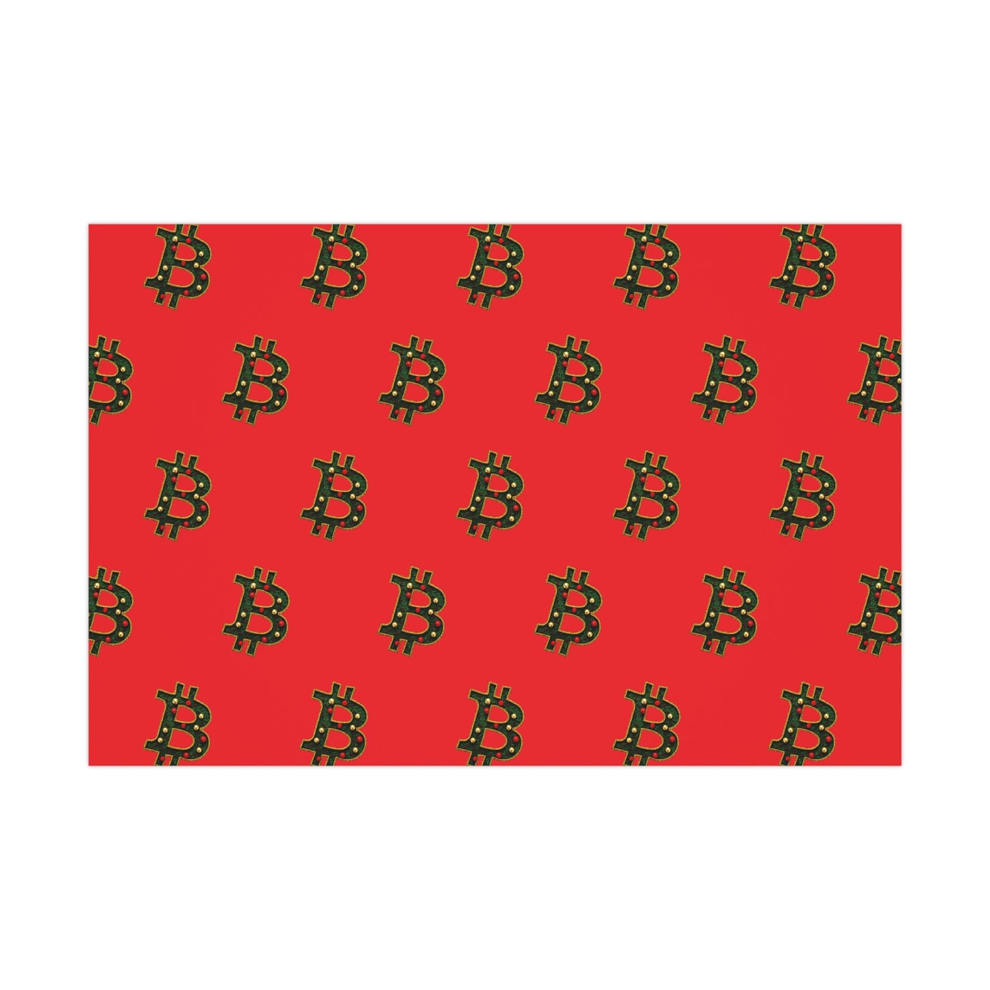 Bitcoin Festive Gift Wrap Paper Red