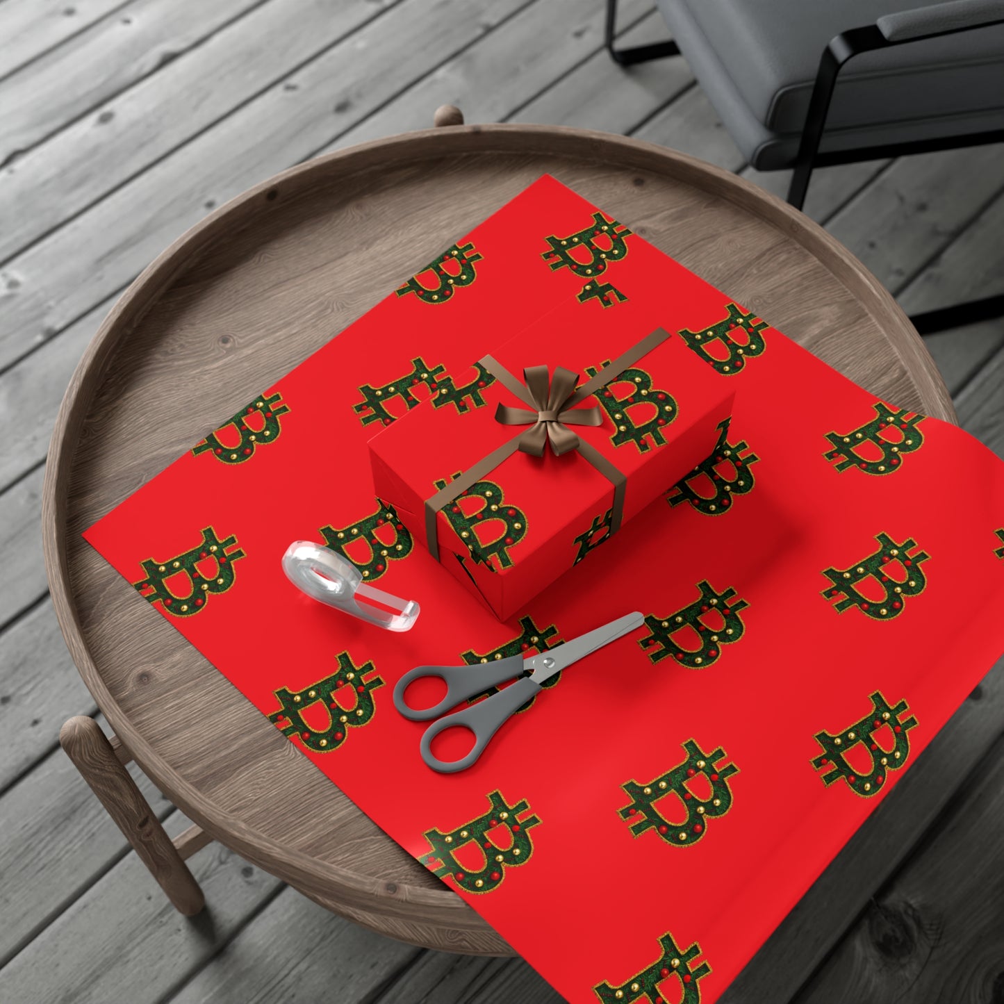 Bitcoin Festive Gift Wrap Paper Red