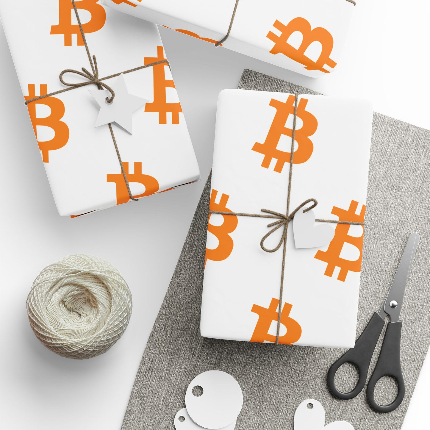 Bitcoin Gift Wrap Paper White/Orange