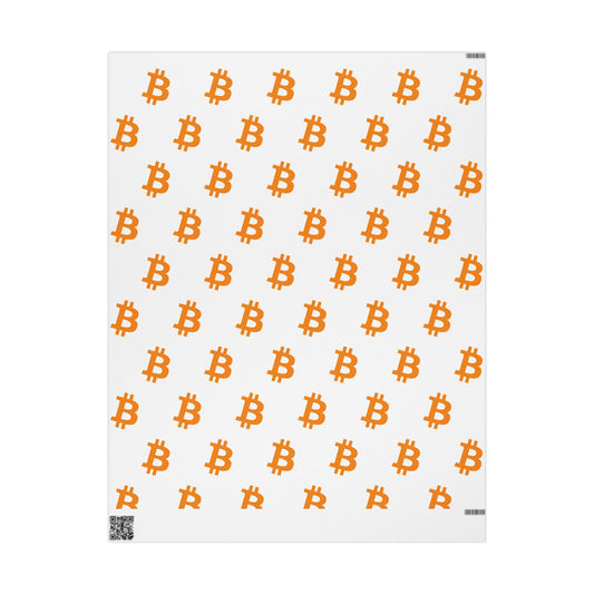 Bitcoin Gift Wrap Paper White/Orange
