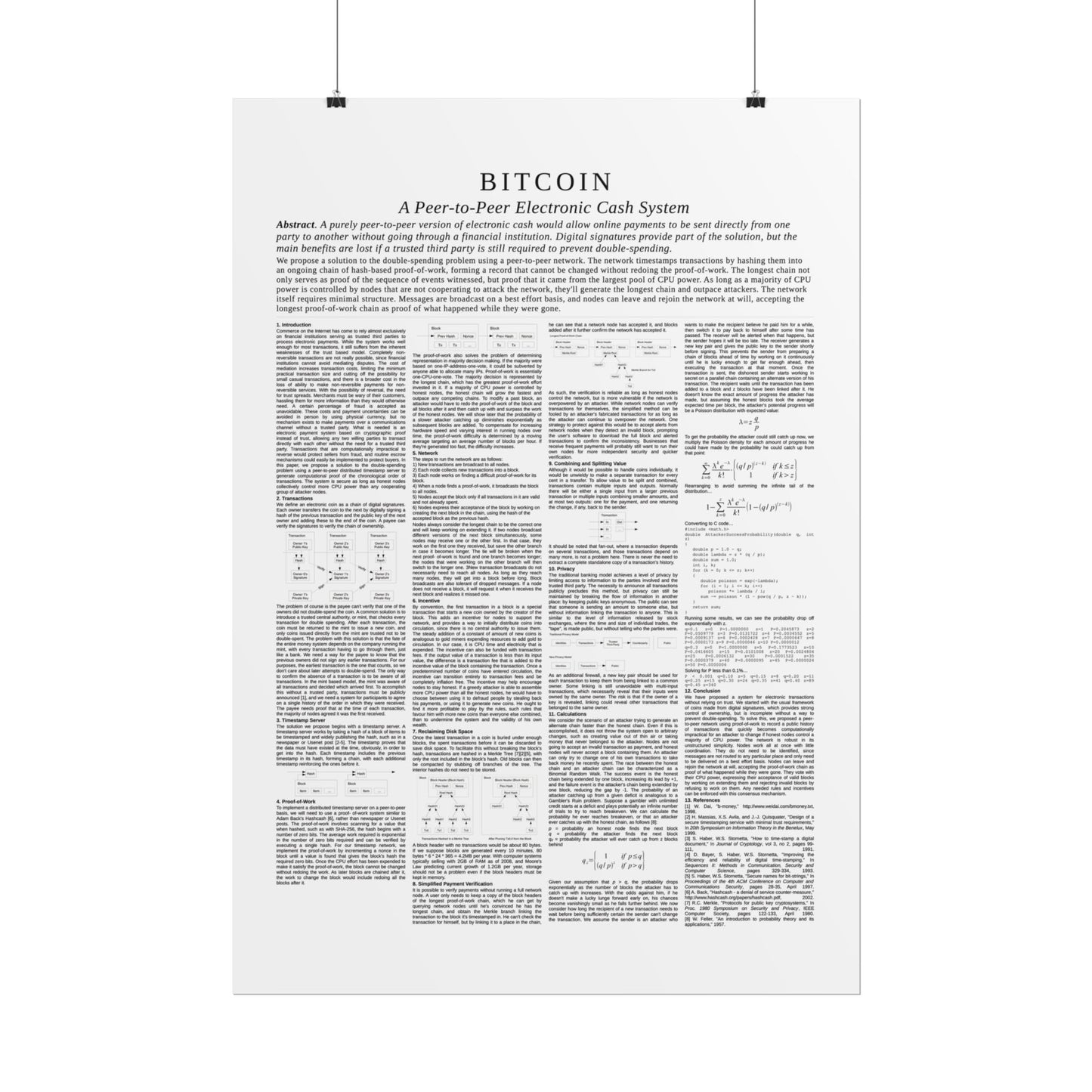 Bitcoin White Paper Rolled Poster