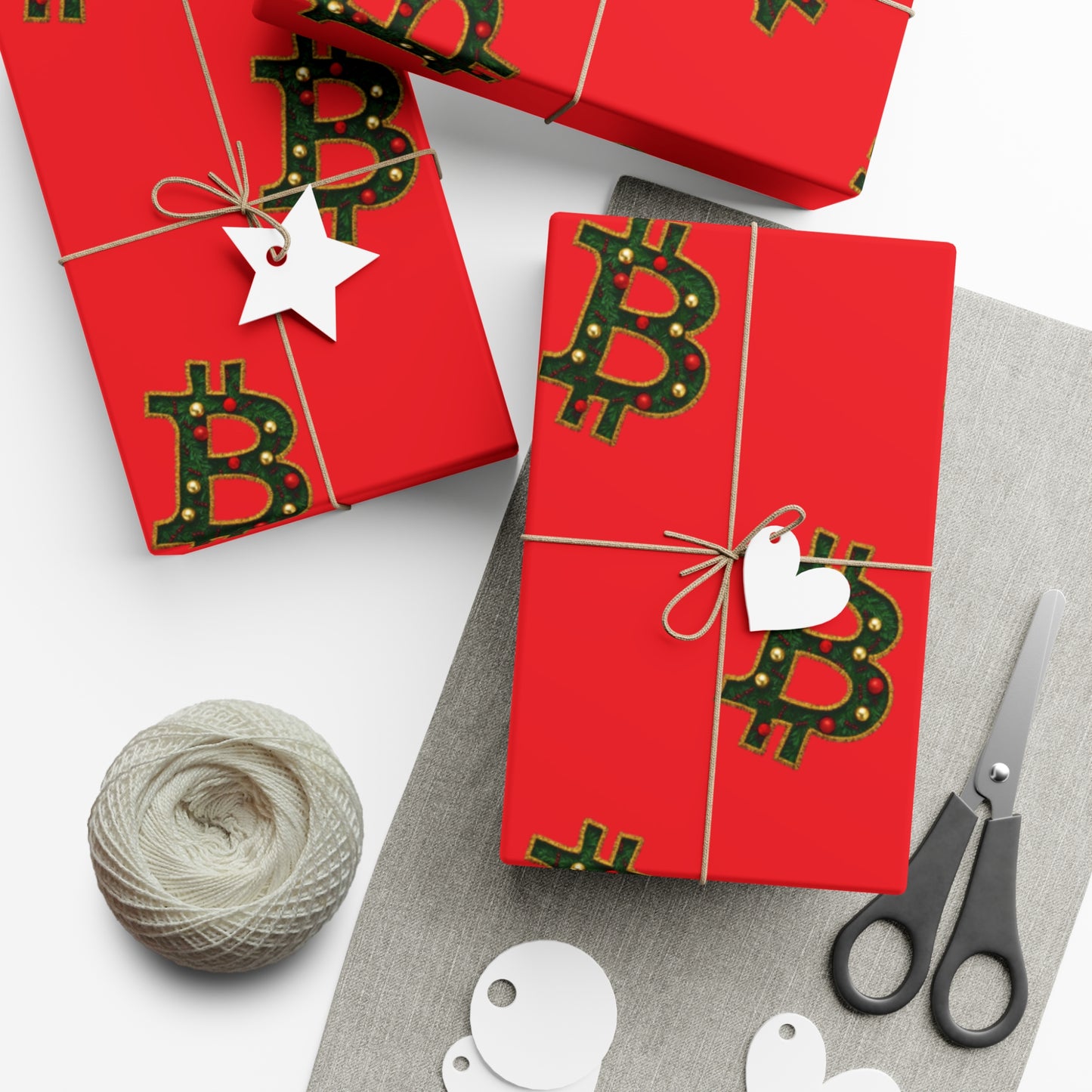 Bitcoin Festive Gift Wrap Paper Red