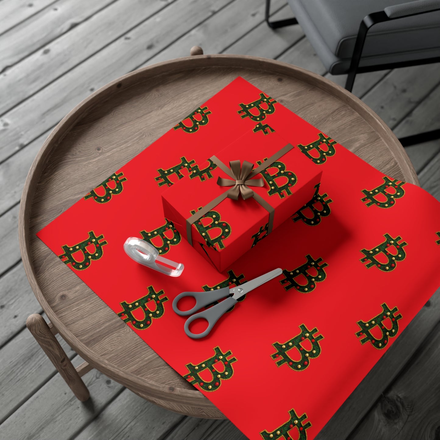 Bitcoin Festive Gift Wrap Paper Red