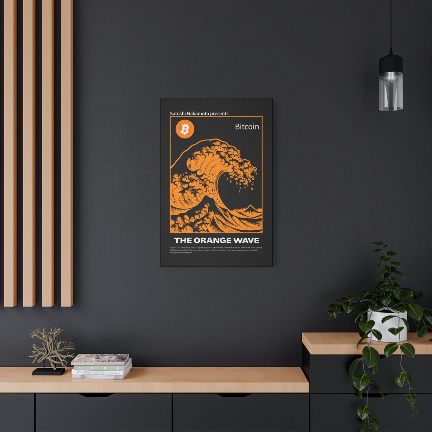 Canvas Print Bitcoin Orange Wave