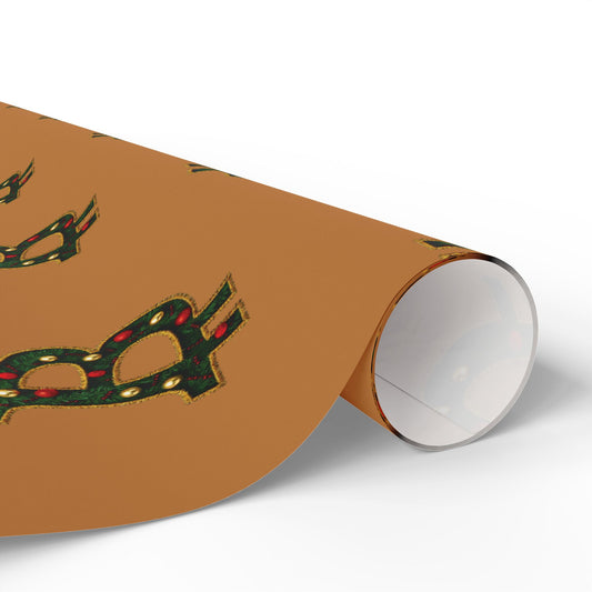 Bitcoin Ornament Pattern Holiday Wrapping Paper — Tan Gift Wrap