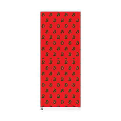 Bitcoin Ornament Pattern Holiday Wrapping Paper — Red Gift Wrap