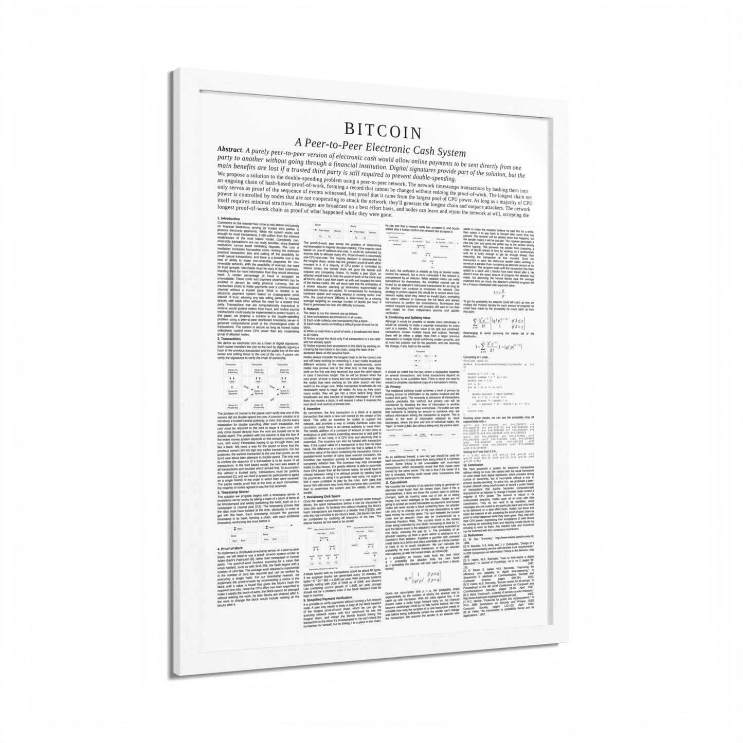Bitcoin White Paper Framed Poster