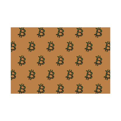 Bitcoin Festive Gift Wrap Paper Brown