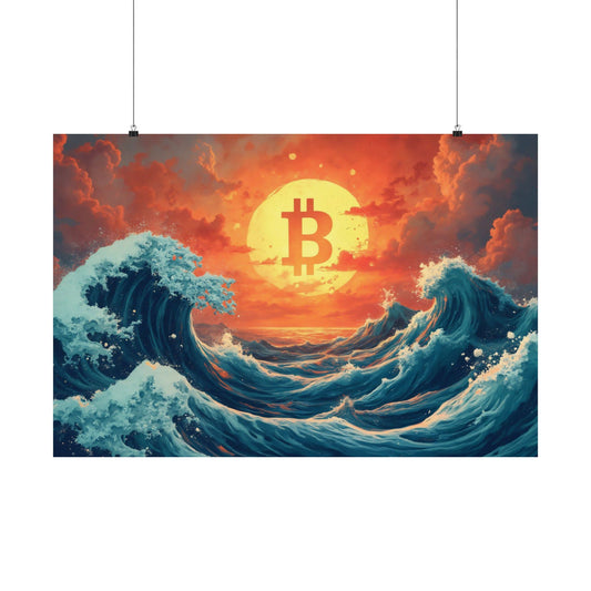 The Great Wave Of Bitcoin Poster
