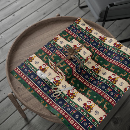 Bitcoin Santa Coin Pattern Wrapping Papers | Holiday Christmas Roll