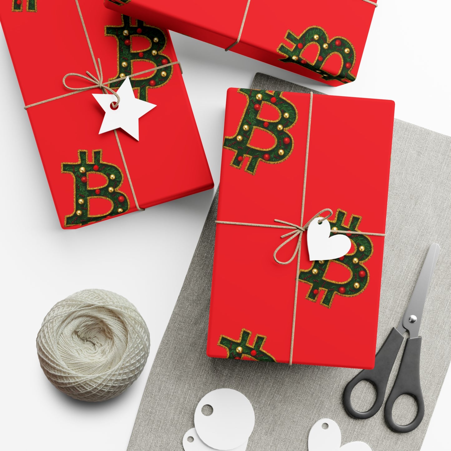 Bitcoin Festive Gift Wrap Paper Red