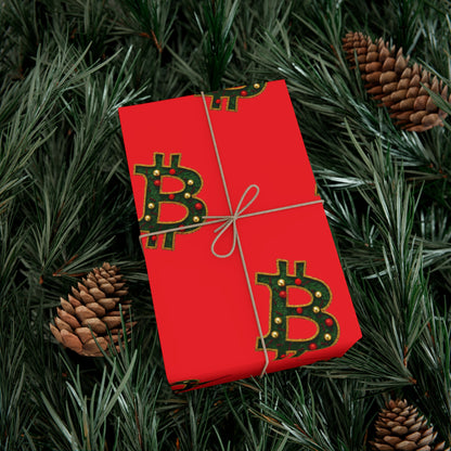 Bitcoin Festive Gift Wrap Paper Red