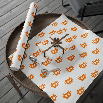 Bitcoin Gift Wrap Paper White/Orange