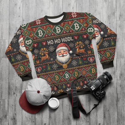 'HO HO HODL' Bitcoin Ugly Sweater Sweatshirt