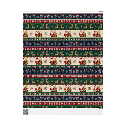 Bitcoin Santa Coin Pattern Wrapping Papers | Holiday Christmas Roll