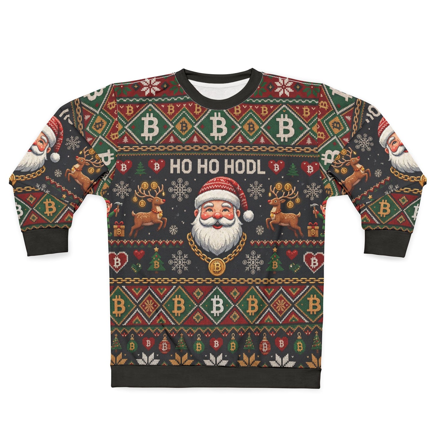 'HO HO HODL' Bitcoin Ugly Sweater Sweatshirt