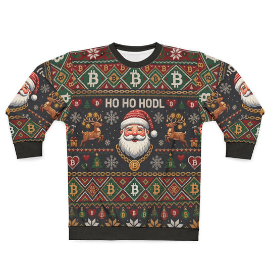 'HO HO HODL' Bitcoin Ugly Sweater Sweatshirt
