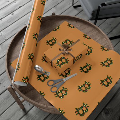 Bitcoin Festive Gift Wrap Paper Brown