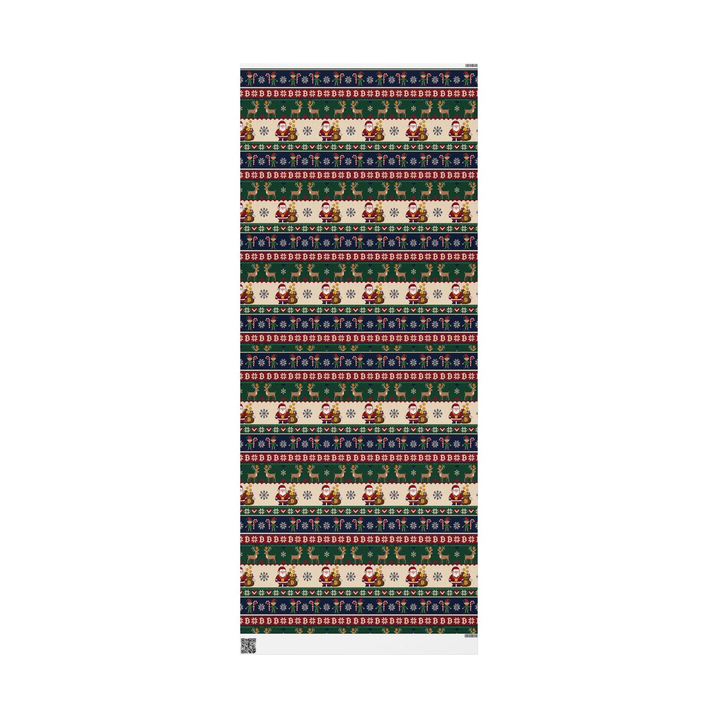 Bitcoin Santa Coin Pattern Wrapping Papers | Holiday Christmas Roll