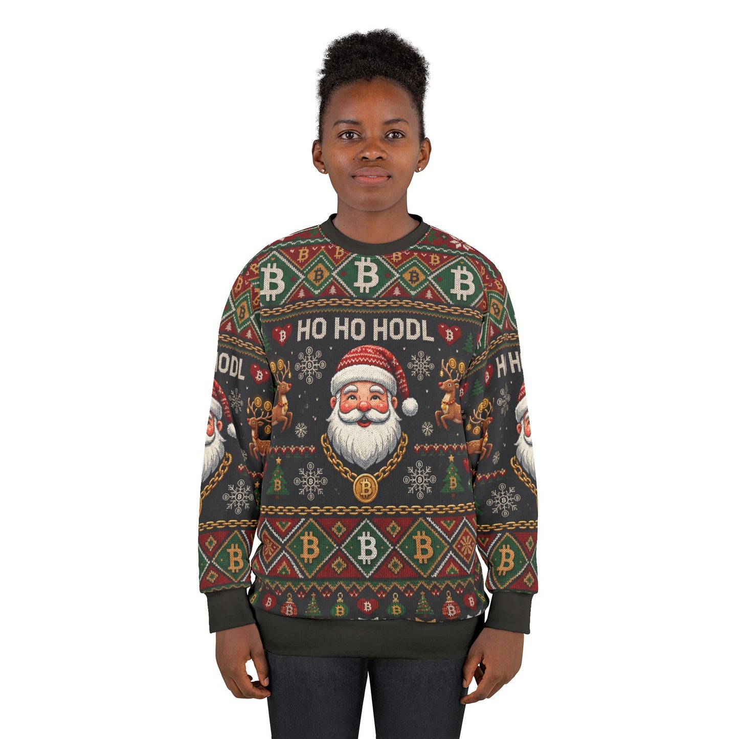 'HO HO HODL' Bitcoin Ugly Sweater Sweatshirt