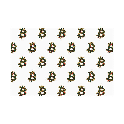 Bitcoin Festive Gift Wrap Paper White