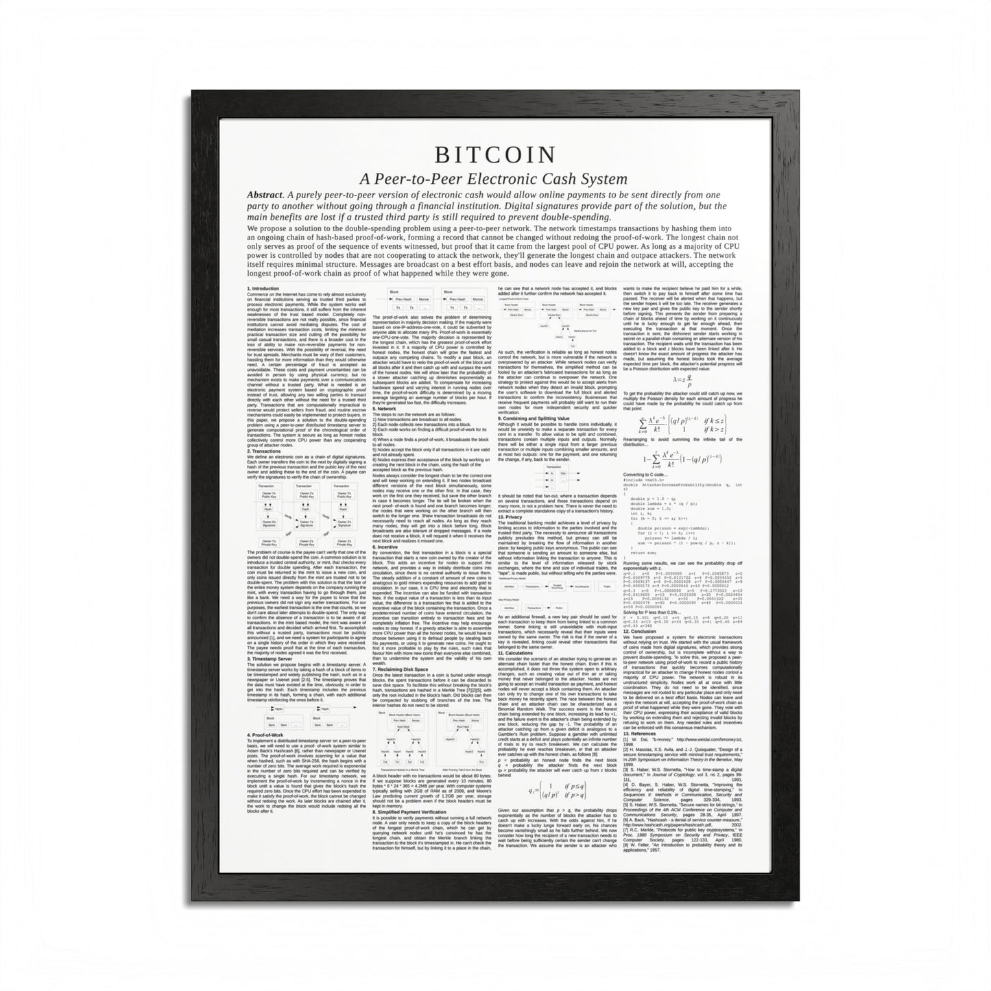 Bitcoin White Paper Framed Poster