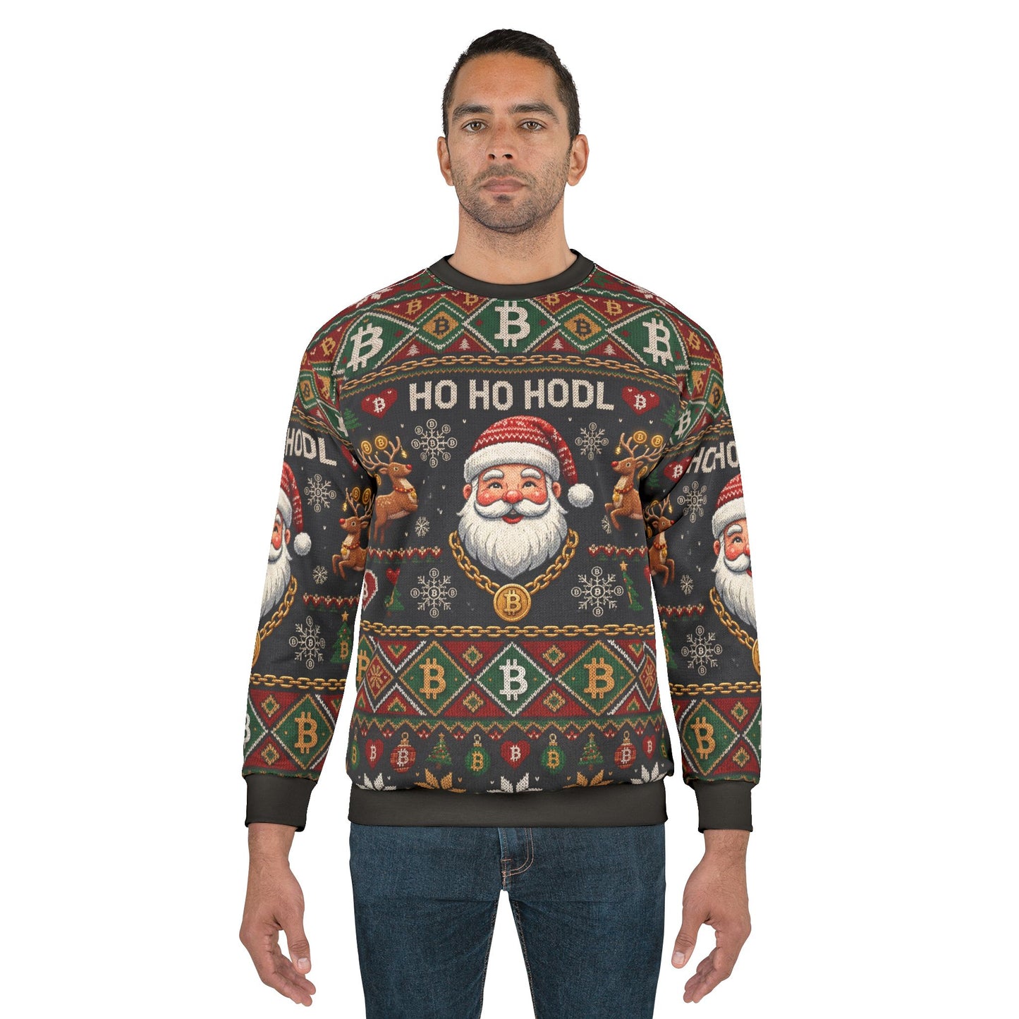 'HO HO HODL' Bitcoin Ugly Sweater Sweatshirt