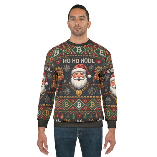 'HO HO HODL' Bitcoin Ugly Sweater Sweatshirt