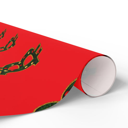Bitcoin Ornament Pattern Holiday Wrapping Paper — Red Gift Wrap