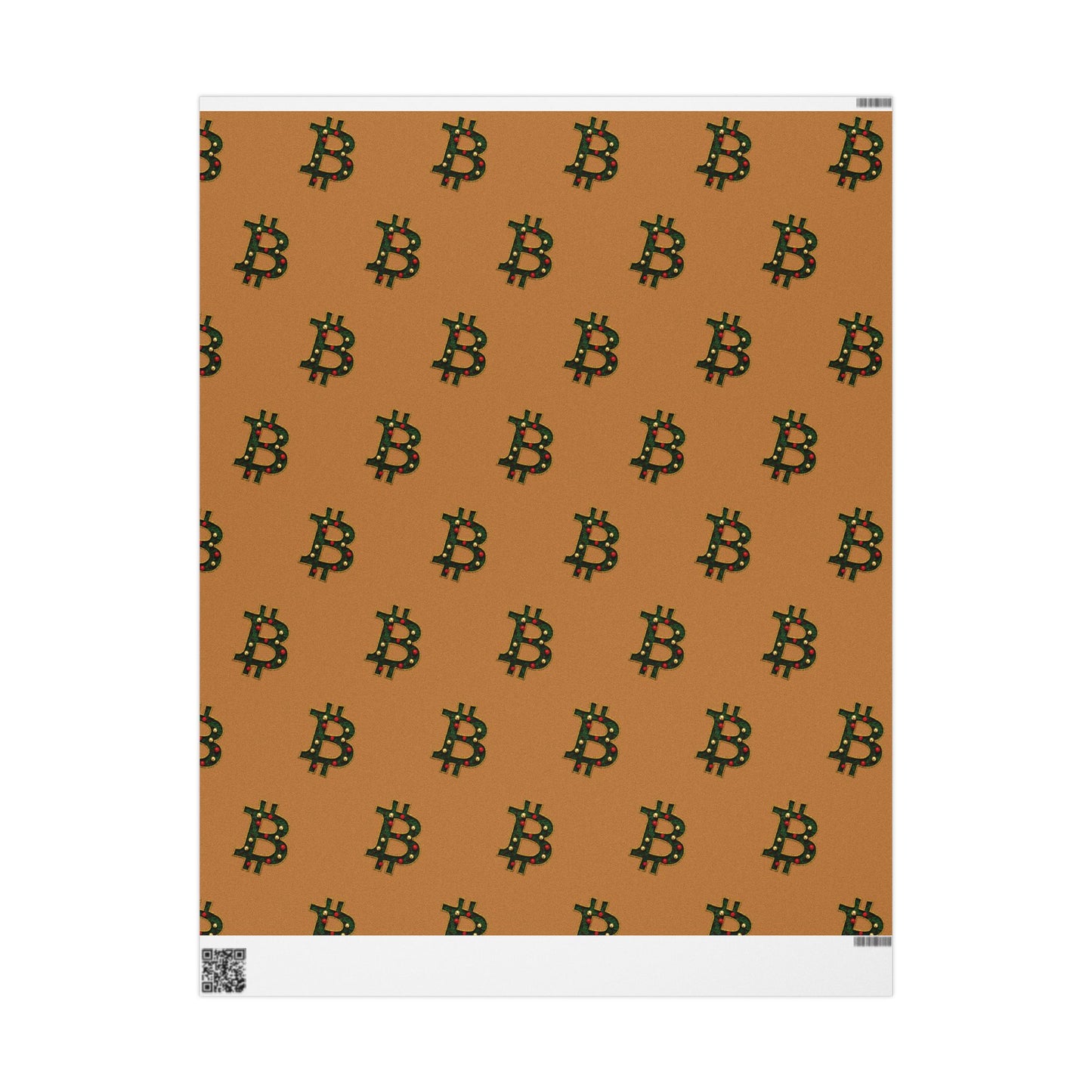 Bitcoin Ornament Pattern Holiday Wrapping Paper — Tan Gift Wrap