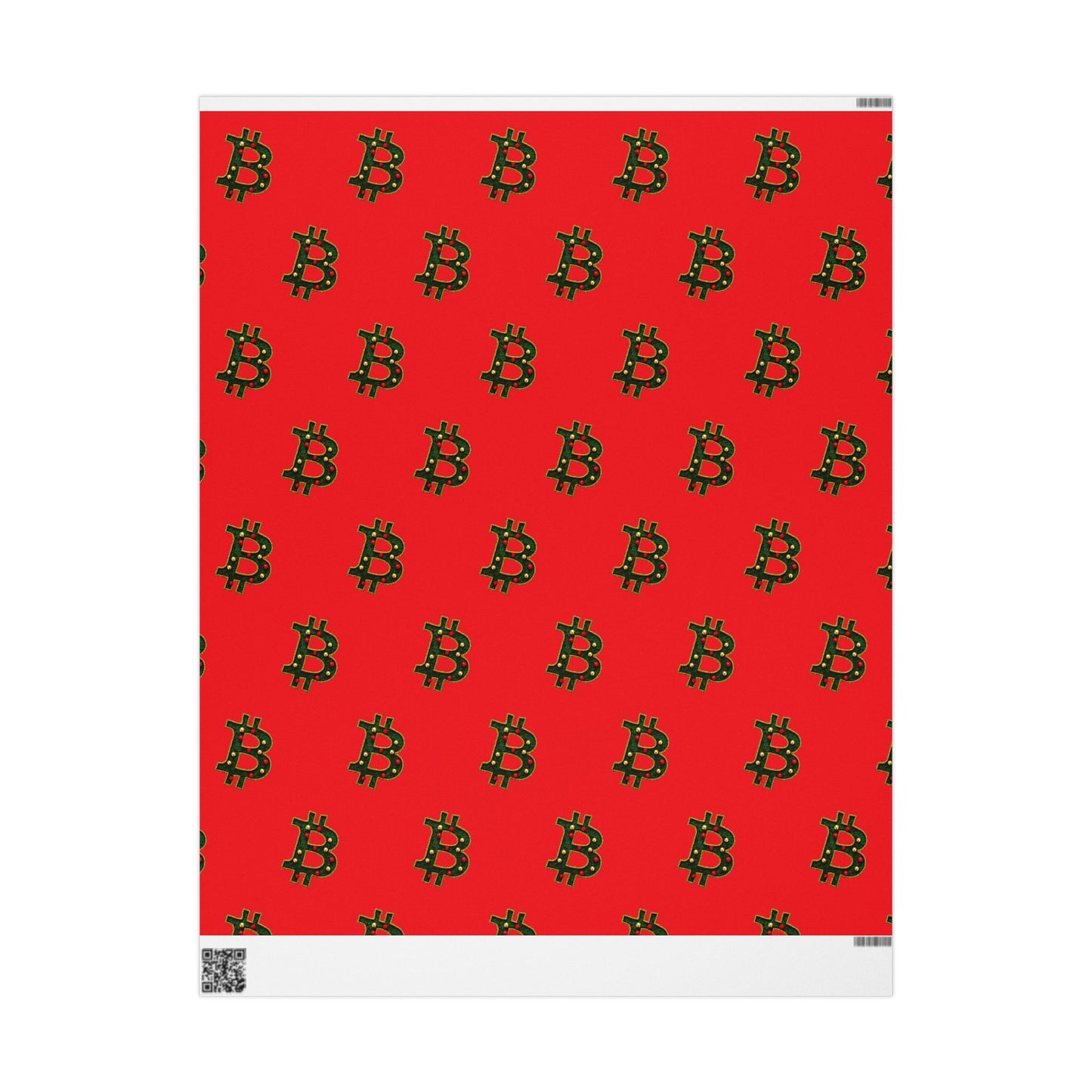 Bitcoin Ornament Pattern Holiday Wrapping Paper — Red Gift Wrap