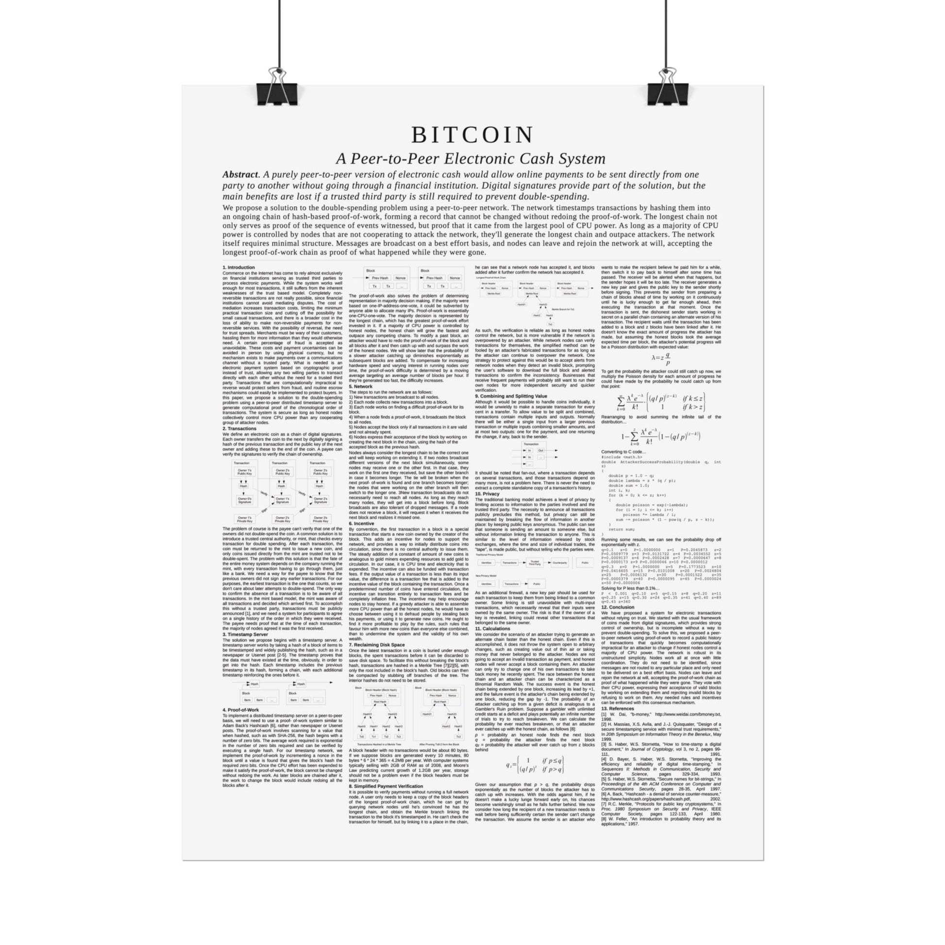 Bitcoin Poster | Afbeelding Krypto Whitepaper A2 (59,4 x 42 cm Bitcoin Poster | Afbeelding Krypto Whitepaper A2 (59,4 x 42 cm