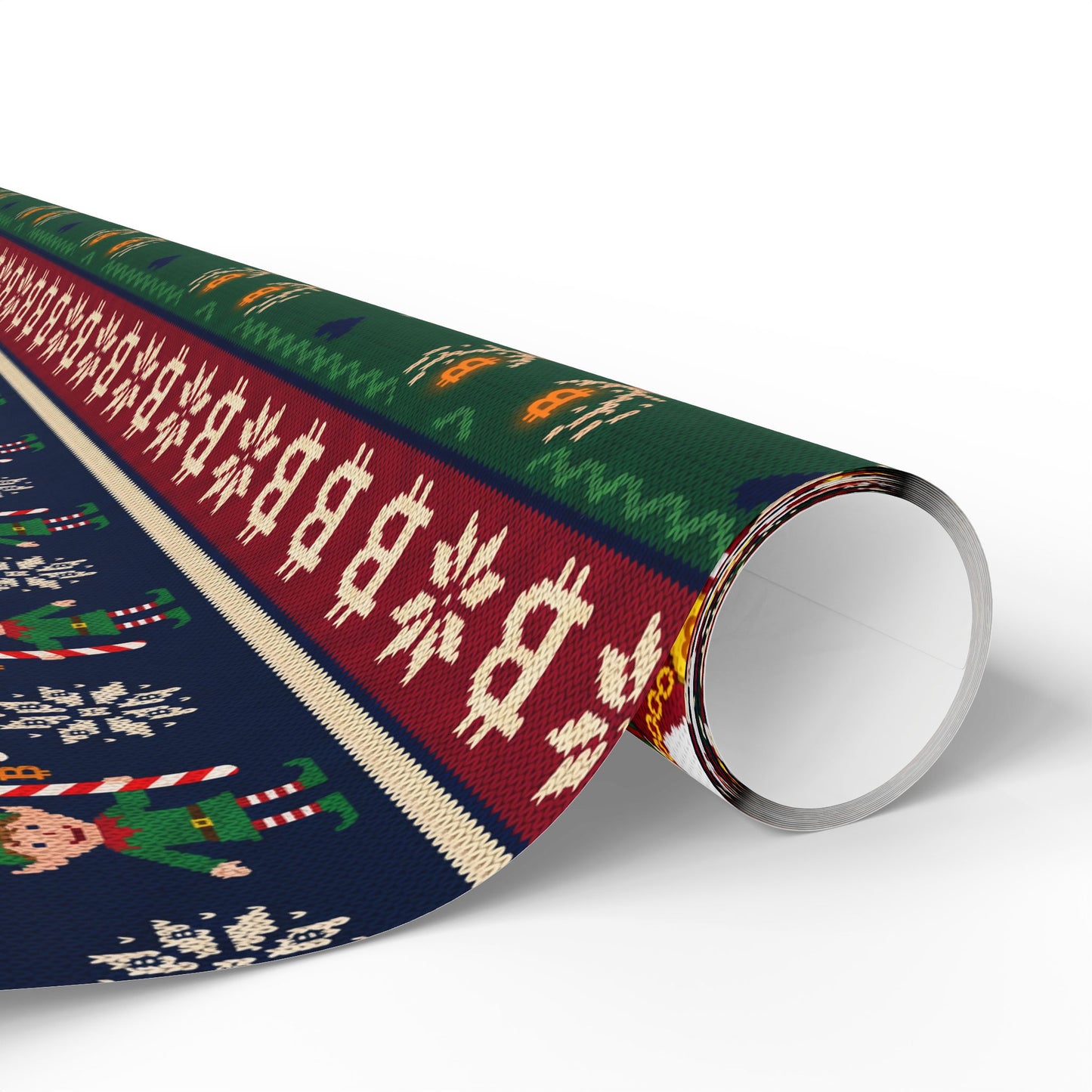 Bitcoin Santa Coin Pattern Wrapping Papers | Holiday Christmas Roll
