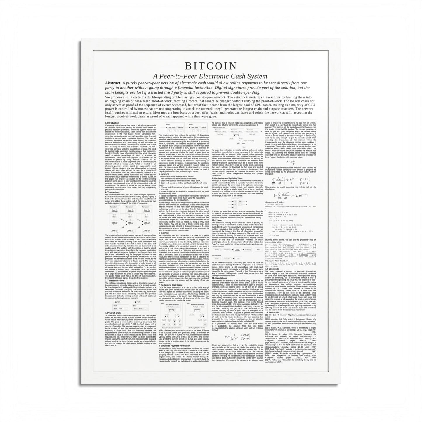 Bitcoin White Paper Framed Poster