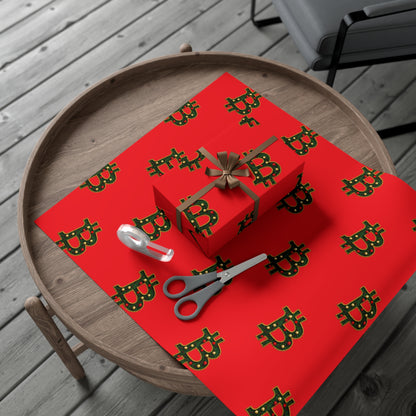 Bitcoin Festive Gift Wrap Paper Red